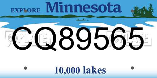 CQ89565 Minnesota License Plate