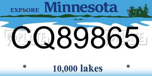 CQ89865 Minnesota License Plate