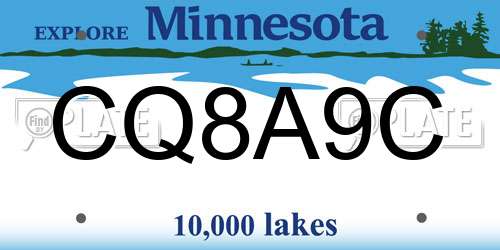 CQ8A9C Minnesota License Plate