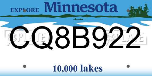 CQ8B922 Minnesota License Plate