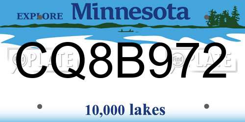 CQ8B972 Minnesota License Plate