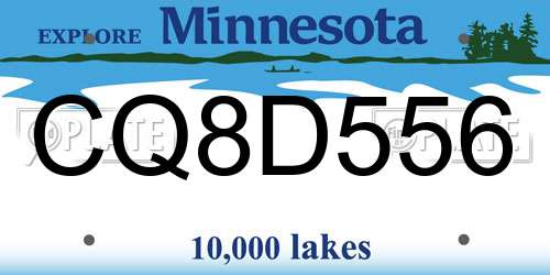 CQ8D556 Minnesota License Plate