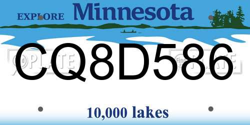 CQ8D586 Minnesota License Plate