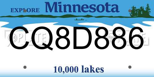 CQ8D886 Minnesota License Plate