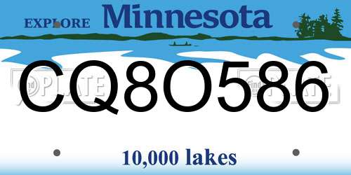 CQ8O586 Minnesota License Plate