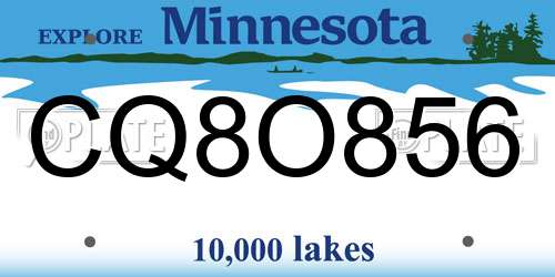 CQ8O856 Minnesota License Plate