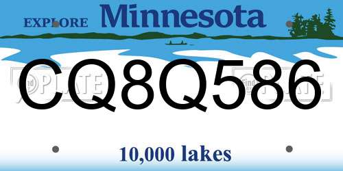 CQ8Q586 Minnesota License Plate
