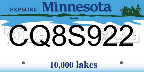 CQ8S922 Minnesota License Plate