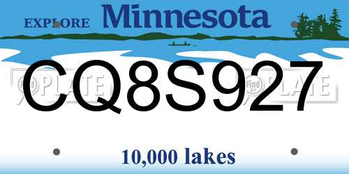 CQ8S927 Minnesota License Plate