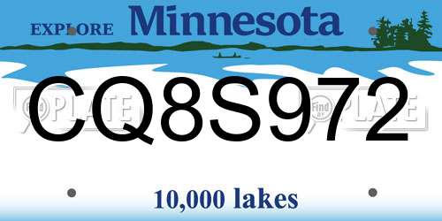 CQ8S972 Minnesota License Plate