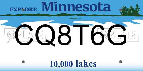 CQ8T6G Minnesota License Plate