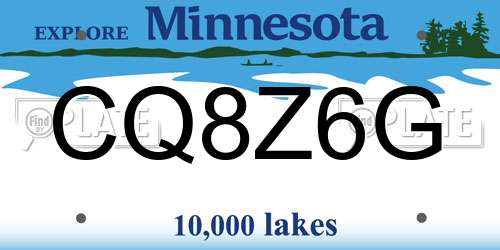 CQ8Z6G Minnesota License Plate