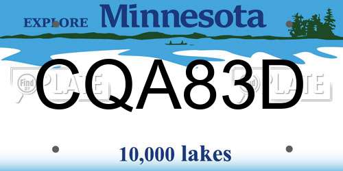 CQA83D Minnesota License Plate