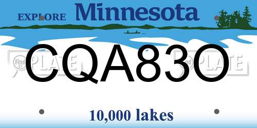 CQA83O Minnesota License Plate