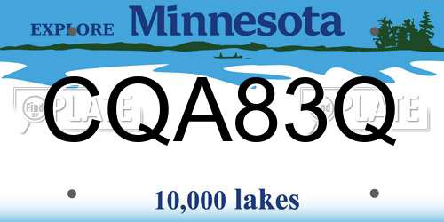 CQA83Q Minnesota License Plate