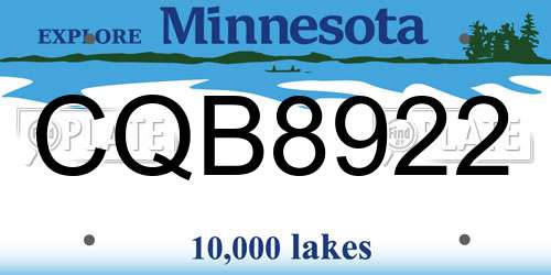 CQB8922 Minnesota License Plate