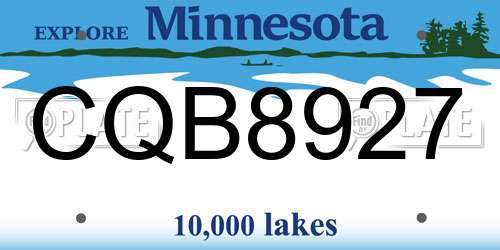 CQB8927 Minnesota License Plate