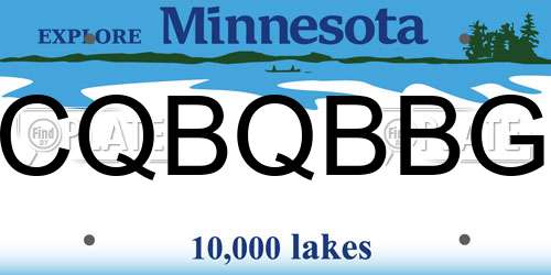 CQBQBBG Minnesota License Plate