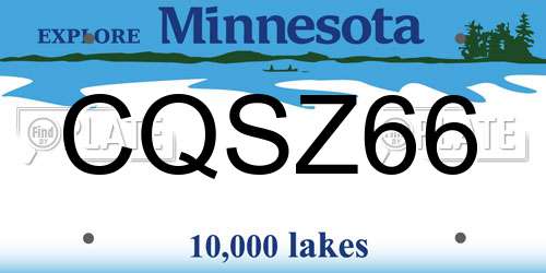 CQSZ66 Minnesota License Plate