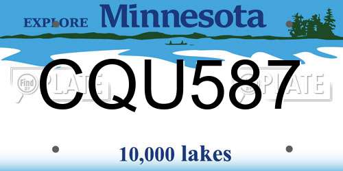 CQU587 Minnesota License Plate