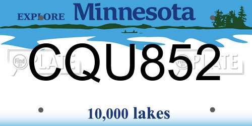 CQU852 Minnesota License Plate