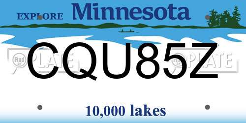 CQU85Z Minnesota License Plate
