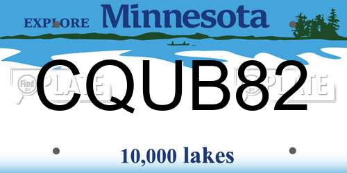 CQUB82 Minnesota License Plate