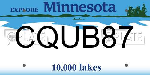 CQUB87 Minnesota License Plate