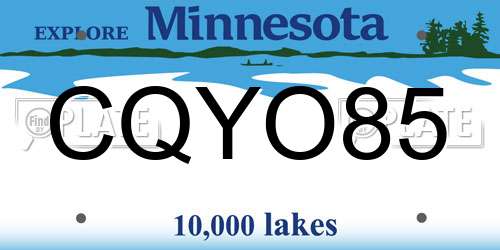CQYO85 Minnesota License Plate