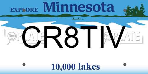CR8TIV Minnesota License Plate