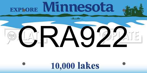 CRA922 Minnesota License Plate