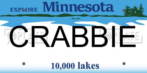 CRABBIE Minnesota License Plate