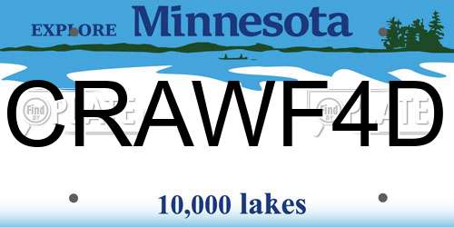 CRAWF4D Minnesota License Plate