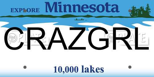CRAZGRL Minnesota License Plate