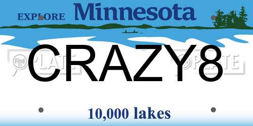 CRAZY8 Minnesota License Plate