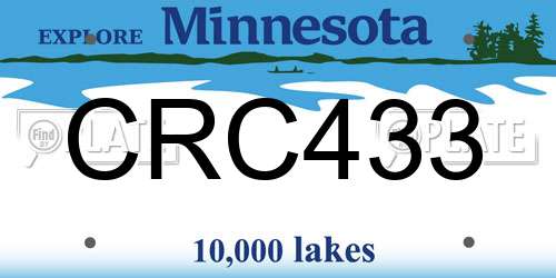 CRC433 Minnesota License Plate