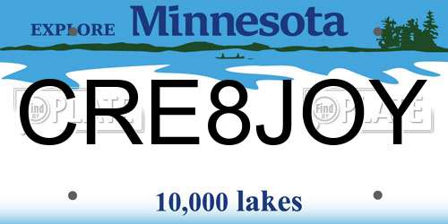 CRE8JOY Minnesota License Plate