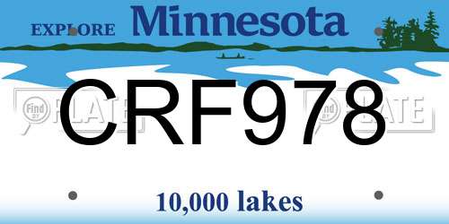CRF978 Minnesota License Plate