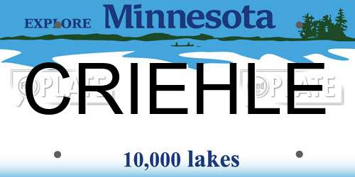 CRIEHLE Minnesota License Plate