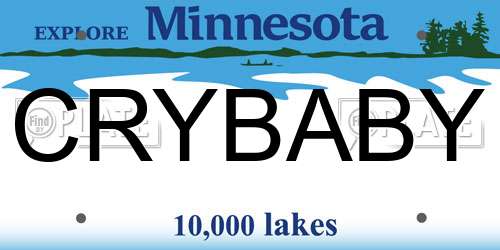 CRYBABY Minnesota License Plate