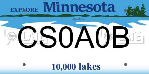 CS0A0B Minnesota License Plate