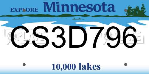CS3D796 Minnesota License Plate