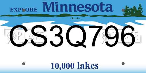 CS3Q796 Minnesota License Plate
