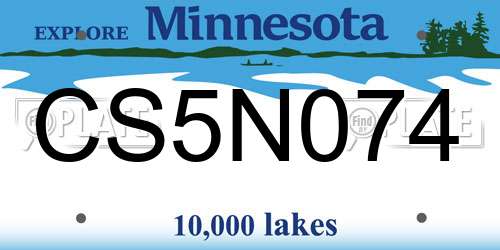 CS5N074 Minnesota License Plate