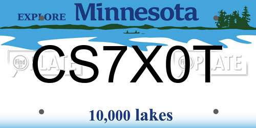 CS7X0T Minnesota License Plate