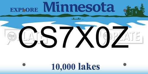 CS7X0Z Minnesota License Plate