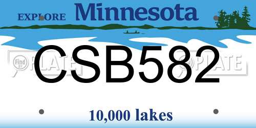 CSB582 Minnesota License Plate
