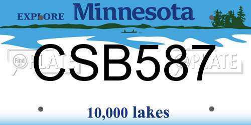 CSB587 Minnesota License Plate