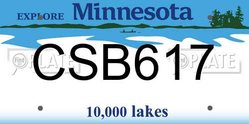CSB617 Minnesota License Plate