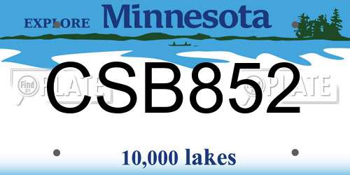 CSB852 Minnesota License Plate